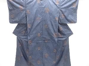 雪輪に草花模様織出し本場泥大島紬着物（5マルキ）